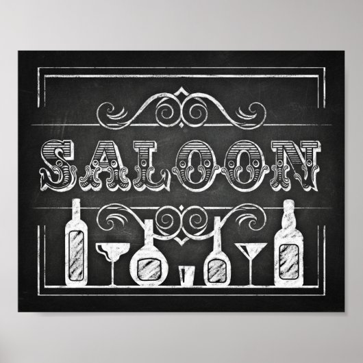 Poster Panneau Style Chalk / Signe SALOON (Devant)