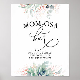 Poster Panneau Succulent Rose Gold Green Mom-osa Bar