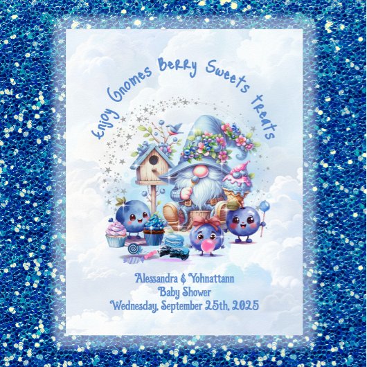 Poster Panneau Table Blueberry Gnome thème Baby shower