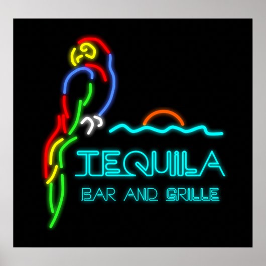Poster Panneau Tequila Bar et Grille Neon (Devant)