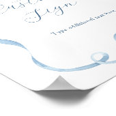 Poster Panneau Texte personnalisé Bow bleu et ruban (Coin)