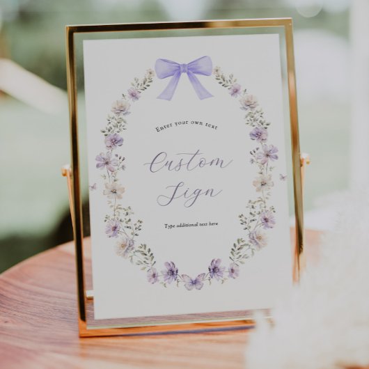 Poster Panneau Texte personnalisé Bow Fleur sauvage viole