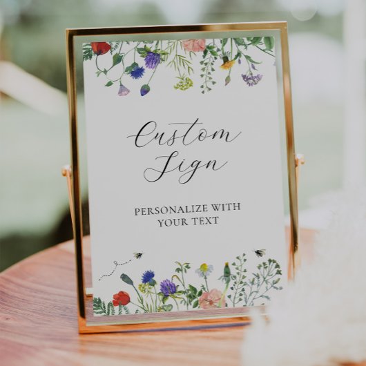 Poster Panneau Texte personnalisé Champs et abeilles fleu