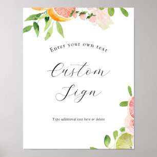 Poster Panneau Texte personnalisé Citrus rose