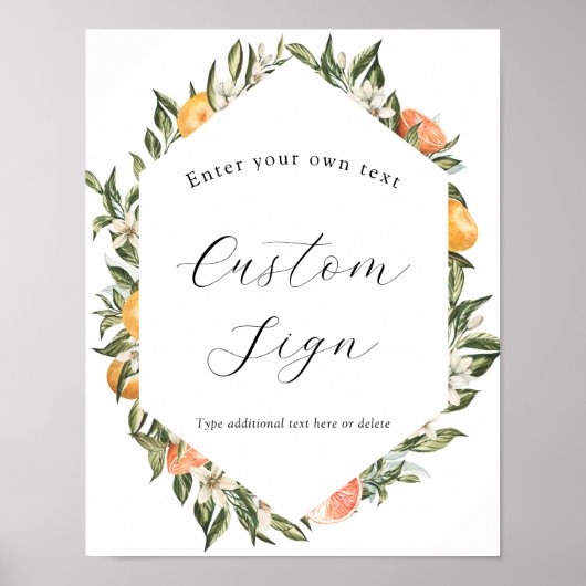 Poster Panneau texte personnalisé Clementine Oranges et v (Devant)