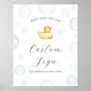 Poster Panneau texte personnalisé du Baby shower de canar