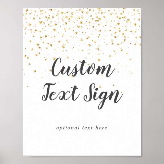 Poster Panneau texte personnalisé Mariage Gold Confetti (Devant)