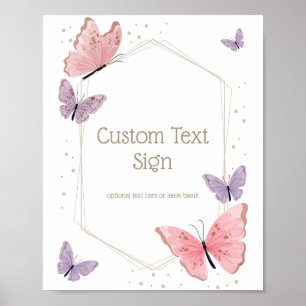 Poster Panneau texte personnalisé Papillon