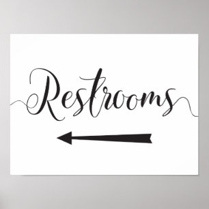 Poster Panneau Toilettes Mariage Flèche Gauche Directions