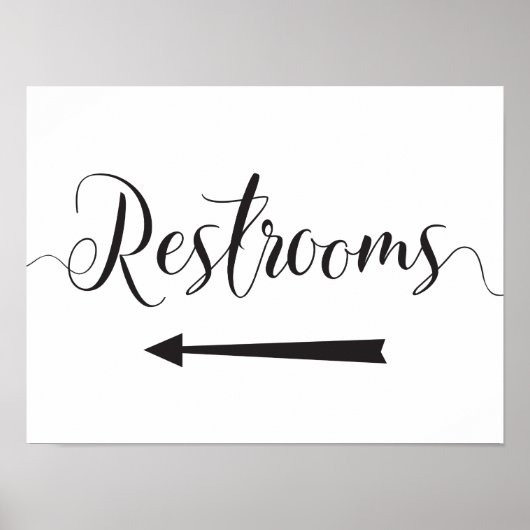 Poster Panneau Toilettes Mariage Flèche Gauche Directions (Devant)