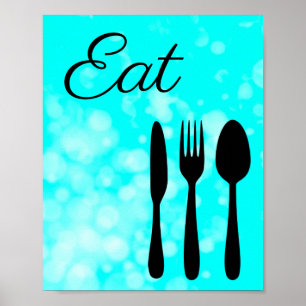 Poster Panneau turquoise et noir pour cuisine
