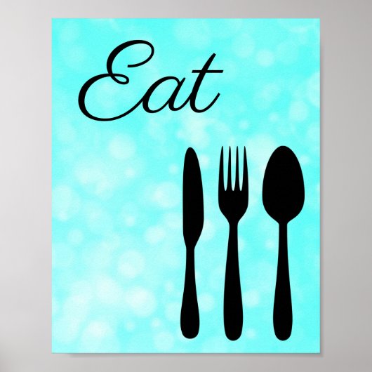 Poster Panneau turquoise et noir pour cuisine (Devant)