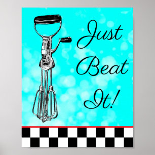 Poster Panneau turquoise, noir et rouge Just Beat It