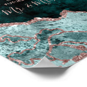 Poster Panneau turquoise Vert Agate Rose Or Mariage Livre (Coin)