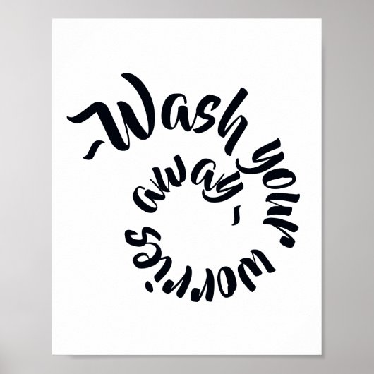 Poster Panneau typographique de salle de bain pour laver (Devant)