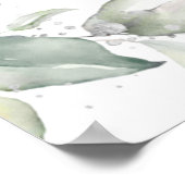 Poster Panneau Vert Aquarelle Argent Feuille Faveurs (Coin)