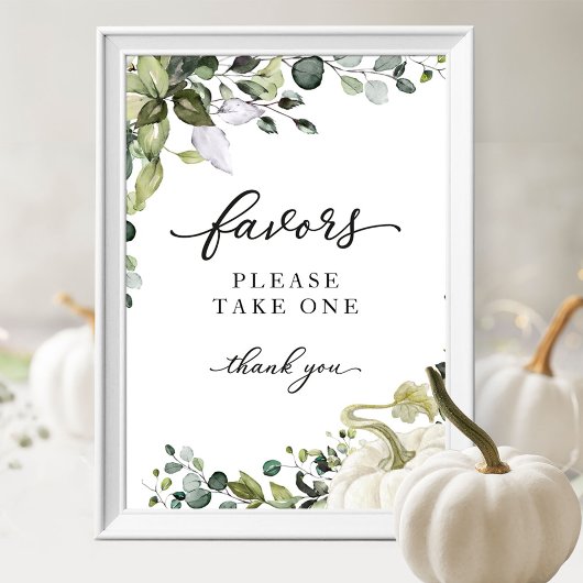 Poster Panneau Vert Automne Citrouille Baby shower Faveur