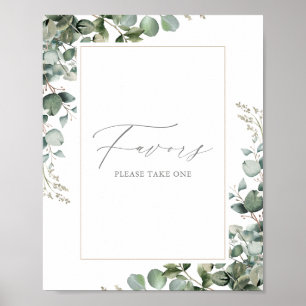 Poster Panneau vert Baby shower Eucalyptus Faveurs