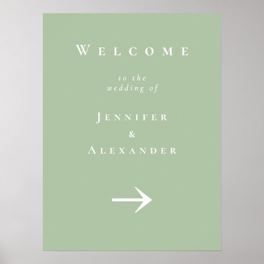 Poster Panneau vert Bienvenue au Mariage (Devant)