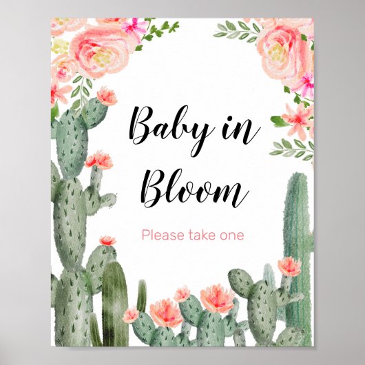 Poster Panneau Vert Cactus Baby In Bloom (Devant)