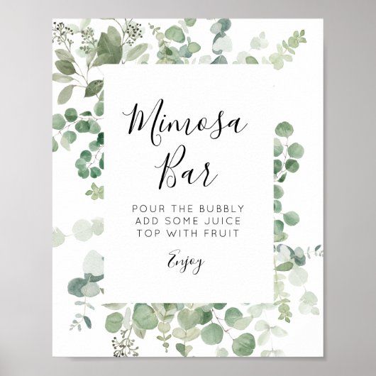 Poster panneau vert eucalyptus mimosa (Devant)