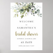 Poster Panneau vert feuillage boho nuptiale douche (Devant)