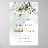 Poster Panneau vert feuillage boho nuptiale douche (Devant)