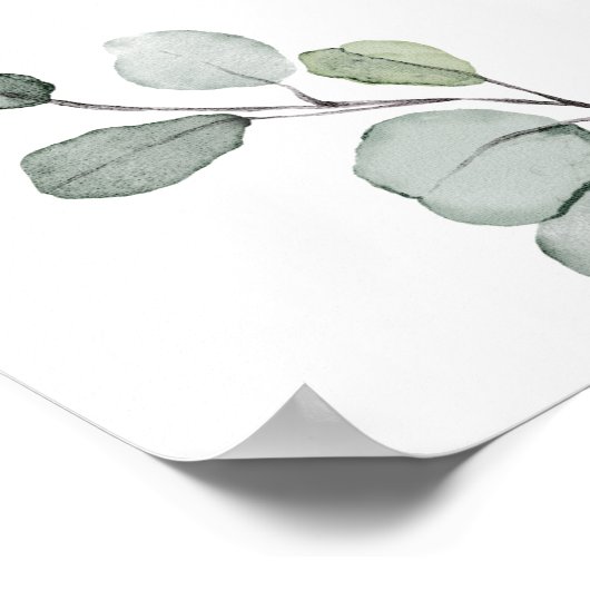 Poster Panneau vert feuillage boho nuptiale douche (Coin)