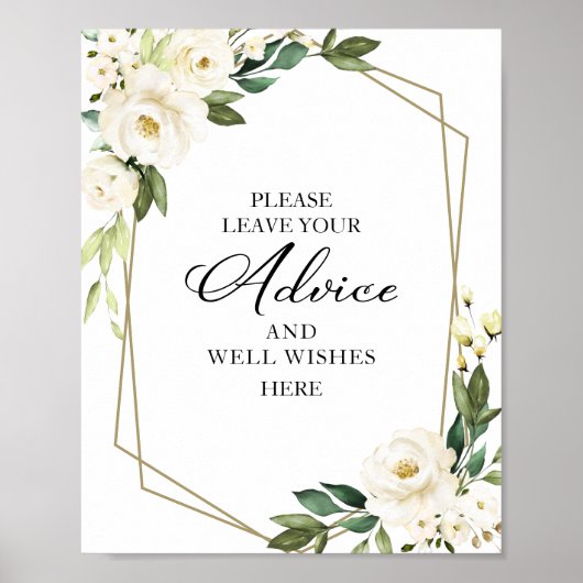 Poster Panneau Vert Fleurs Blanches Conseils Et Bien Souh (Devant)