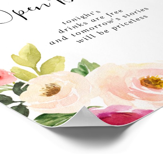 Poster Panneau vert Mariage à barre ouverte rose vif (Coin)