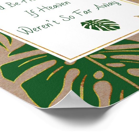 Poster Panneau vert, or tropical feuille mariage (Coin)