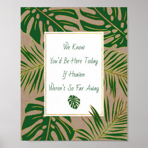 Poster Panneau vert, or tropical feuille mariage