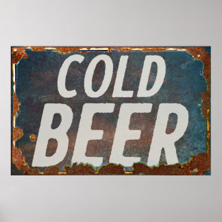 Poster Panneau vintage Cold BEER rouillé rétro derelict