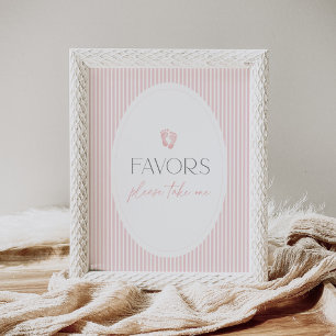 Poster Panneau vintage Empreinte rose Baby shower Faveurs