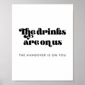Poster Panneau vintage Retro Script Mariage Open Bar (Devant)
