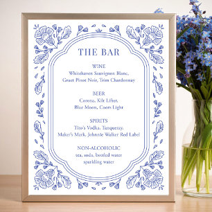 Poster Panneau vintage Romance Floral Mariage Bar