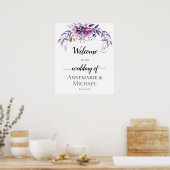 Poster Panneau Violet Violet Lavande Florale Mariage (Cuisine)