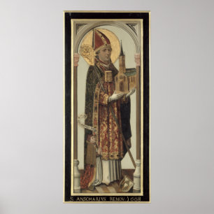 Poster Panneau votif dépeignant St Ansgar, 1457