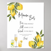 Poster Panneau Wedding shower Mimosa  citrons aquarelle (Devant)
