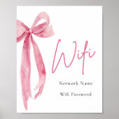 Poster Panneau Wi-Fi Aquarelle moderne Clush Rose Bow (Devant)