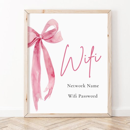 Poster Panneau Wi-Fi Aquarelle moderne Clush Rose Bow