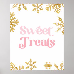 Poster Panneau Winter Onederland Pink Gold Sweet Traiteme