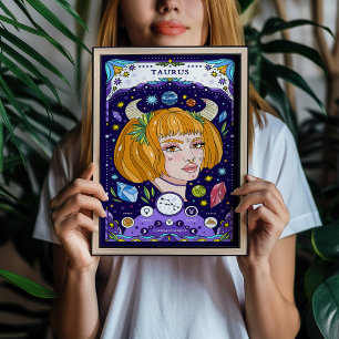 Poster Panneau Zodiaque Taurus BluePoster - Elégant et Te