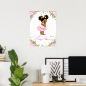 Poster Panneaux de Baby shower de fille afro-américaine (Bureau à domicile)