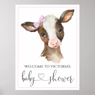 Poster Panneaux de Fête de Naissance de Vache de Ferme Fi