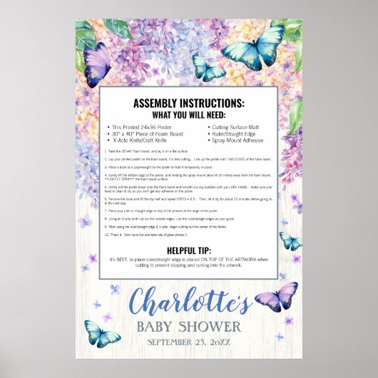 Poster Panneaux de mousse à Baby shower à papillon Photo  (Devant)