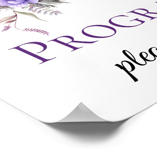 Poster Panneaux de programme de mariage à fleurs blanches (Coin)