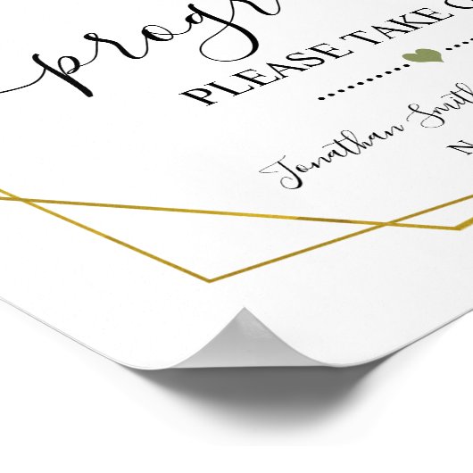 Poster Panneaux de programmes de cérémonie de mariage ver (Coin)