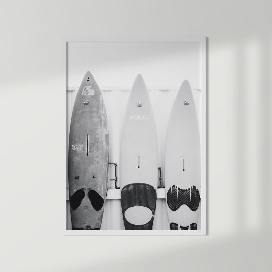 Poster Panneaux de Surf côtier noir et blanc
