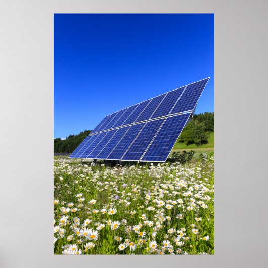 Poster Panneaux solaires Green Meadow Énergie durable (Devant)
